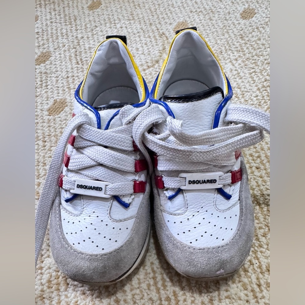 DSQUARED2 Kids Gray and Red Sneakers